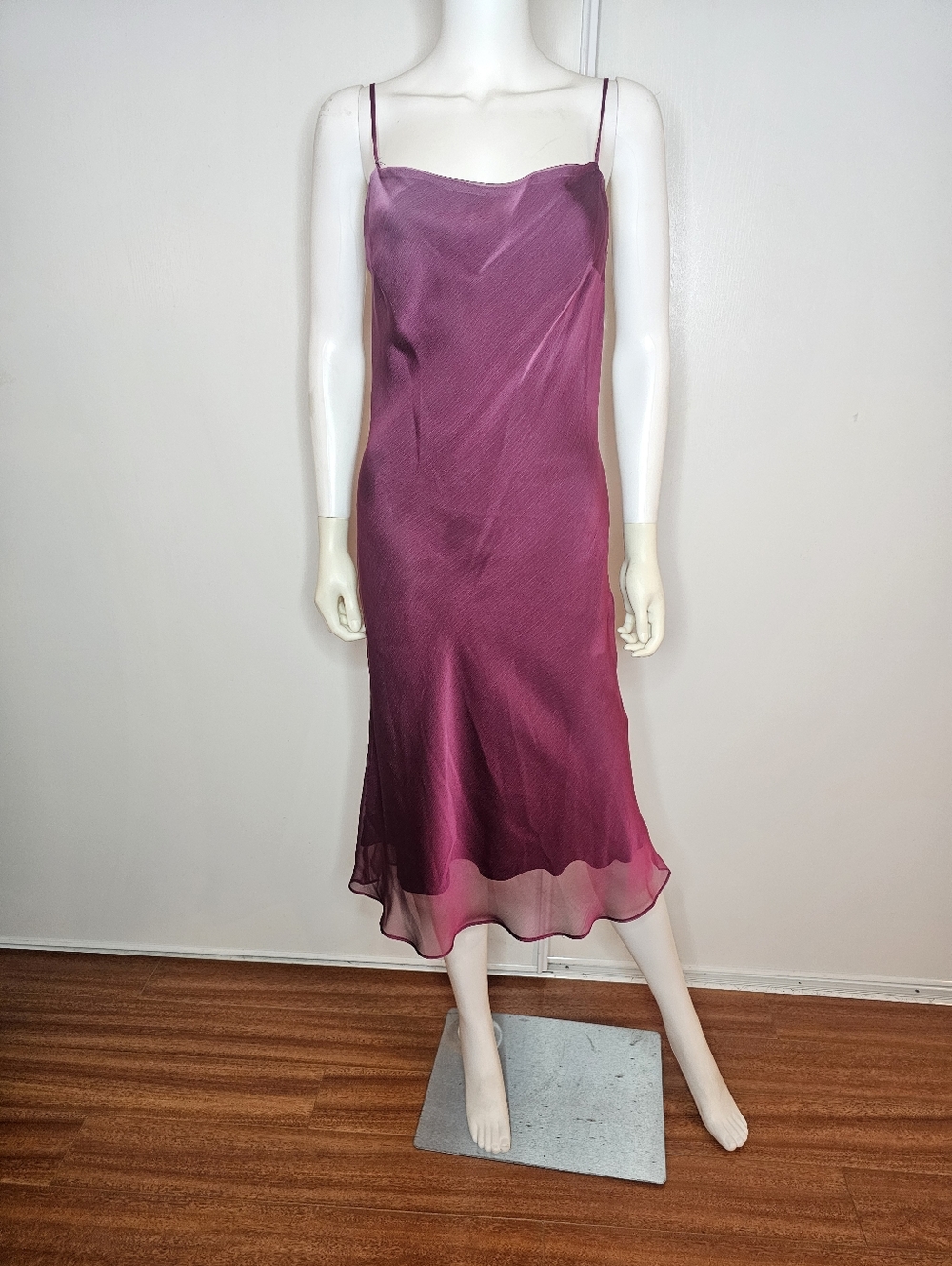 Lucent Y2k VTG Silky Spaghetti Strap Midi Slip Dress in Plum Size S - Picture 2 of 9
